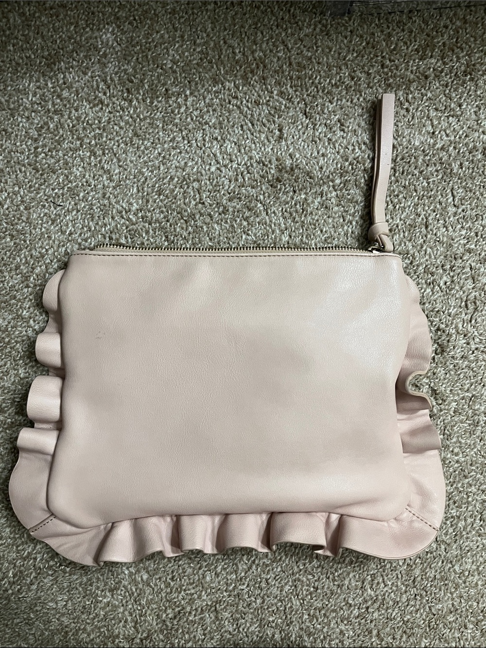 Sole Society Blush Ruffle Leather Wristlet Clutch